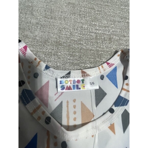 Dot Dot Smile Dress Girl’s Size 5/6 White Geometric Graphic Sleeveless Long - Picture 6 of 11